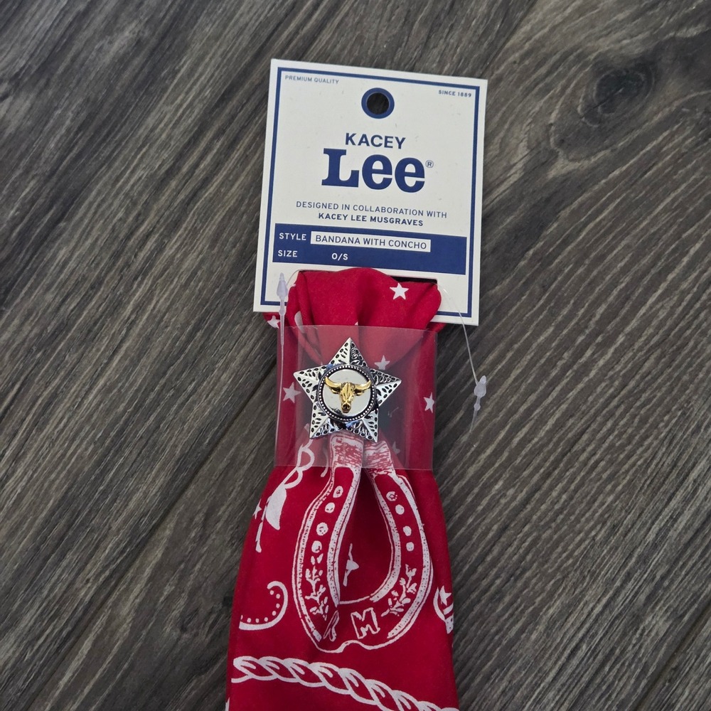 Lee x Kacey Musgraves Bandana with Concho Unisex Cotton Red Navy Western Cowgirl - Picture 5 of 15